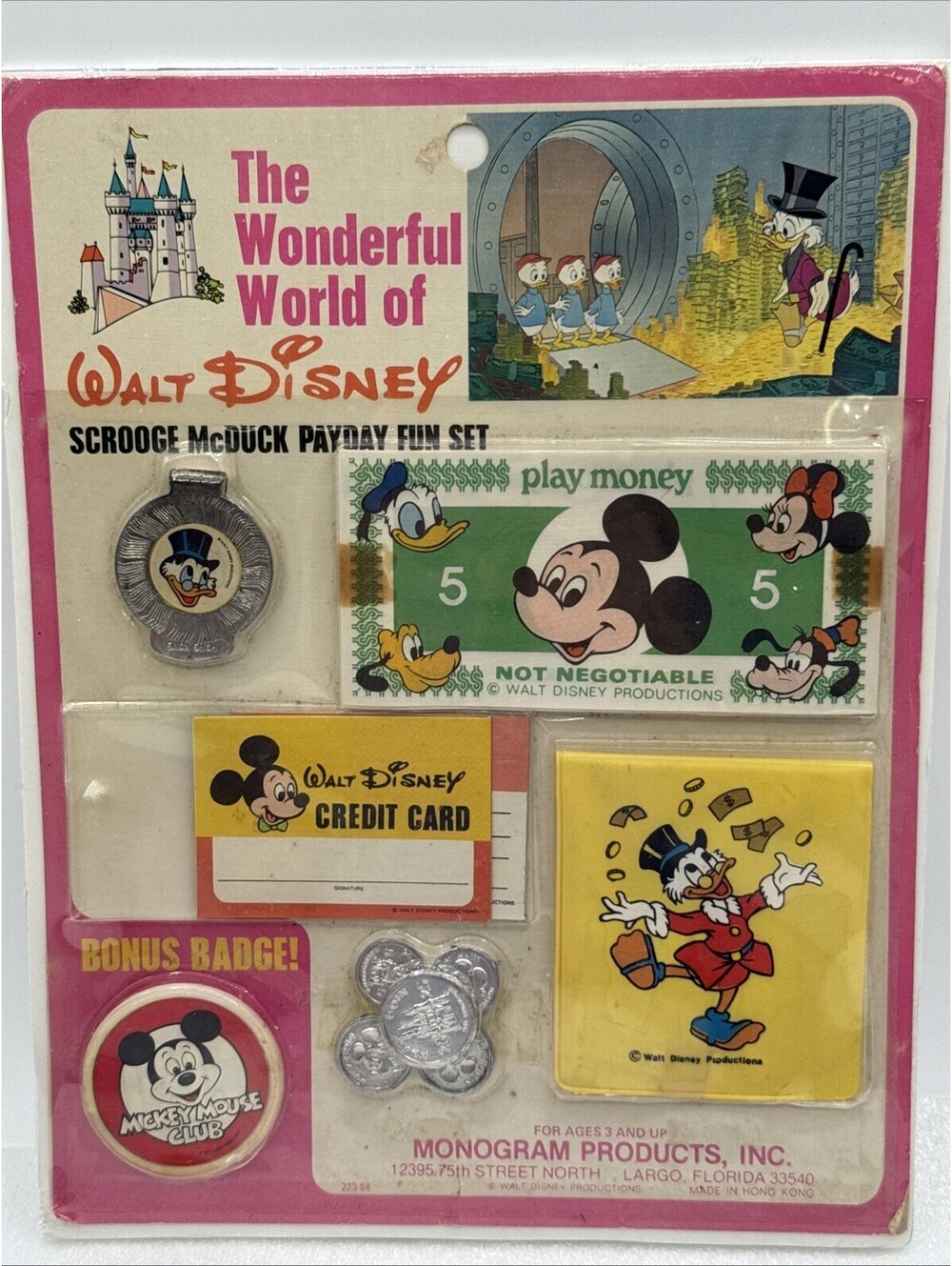 Vintage 1970s World Of Disney Scrooge McDuck Payday Play Money Set Hong Kong